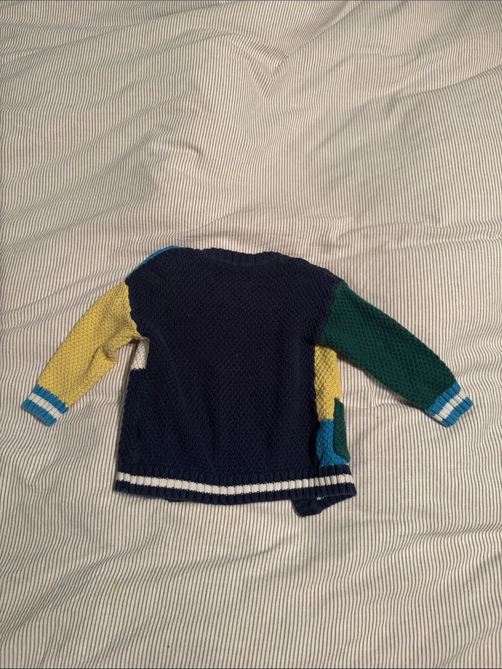 Old Navy 12-18 Month Colorblock Knit Cardigan - Navy, Green, Yellow, Blue, White